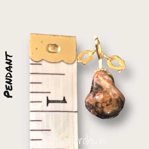 Stone Pear Pendant with Gold-tone Metal - Picture 5 of 6